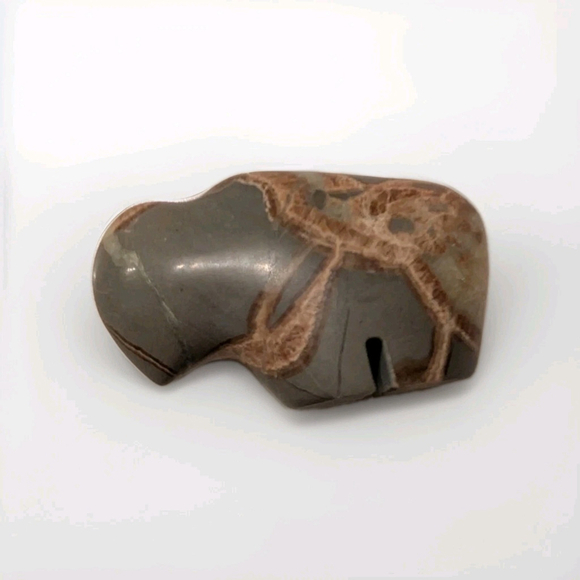 Unbranded Other - Zuni Fetish Septarian Buffalo Nodule Carving Grey and Brown 1.75"